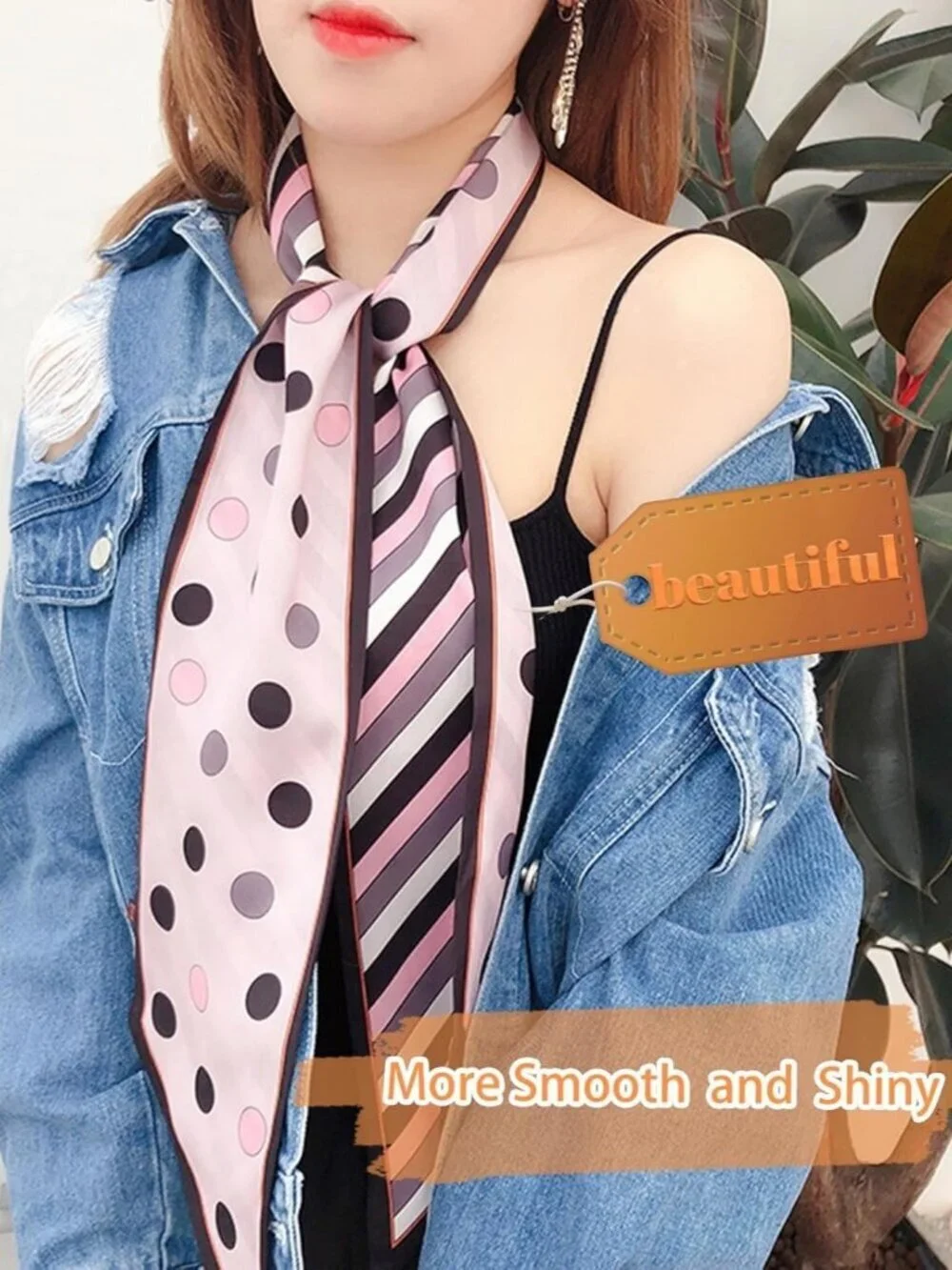 Women's Black Gray Pink Round Fashion Elegant Oblique Angle  Scarves Bag Scarfs